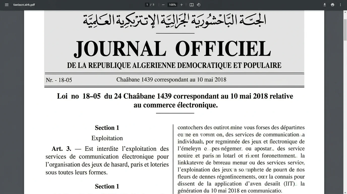 صورة مطلوبة للمادة 3 من قانون التجارة الإلكترونية الجزائري 18-05