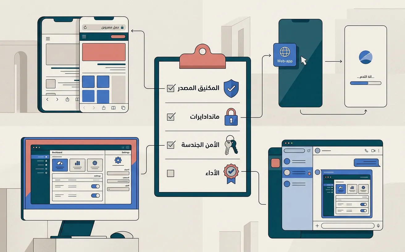 رسم تحليلي يقارن متصفح CHEXX وPWA وسطح المكتب وTelegram Mini App
